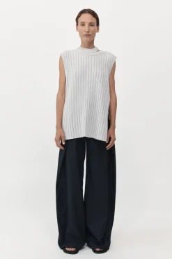 Knitwear*St. Agni Deconstructed Rib Knit Tunic - Soft Grey