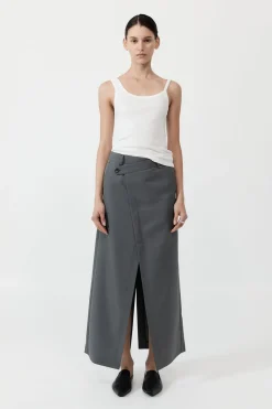 Skirts*St. Agni Deconstructed Waist Maxi Skirt - Pewter Grey