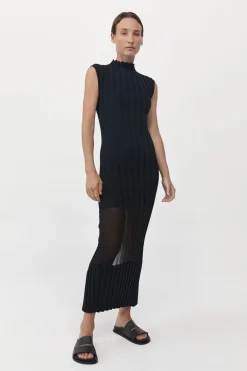 Knitwear*St. Agni Fine Pleat Knit Dress - Black