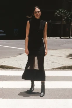 Dresses*St. Agni Fine Pleat Knit Dress - Black