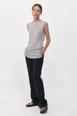 Tops*St. Agni Fine Pleat Knit Top - Silver