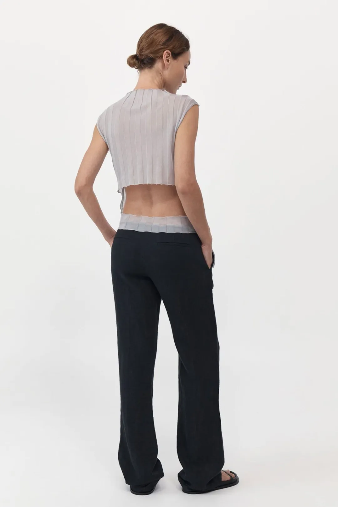 Knitwear*St. Agni Fine Pleat Knit Top - Silver