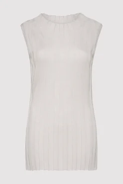 Knitwear*St. Agni Fine Pleat Knit Top - Silver