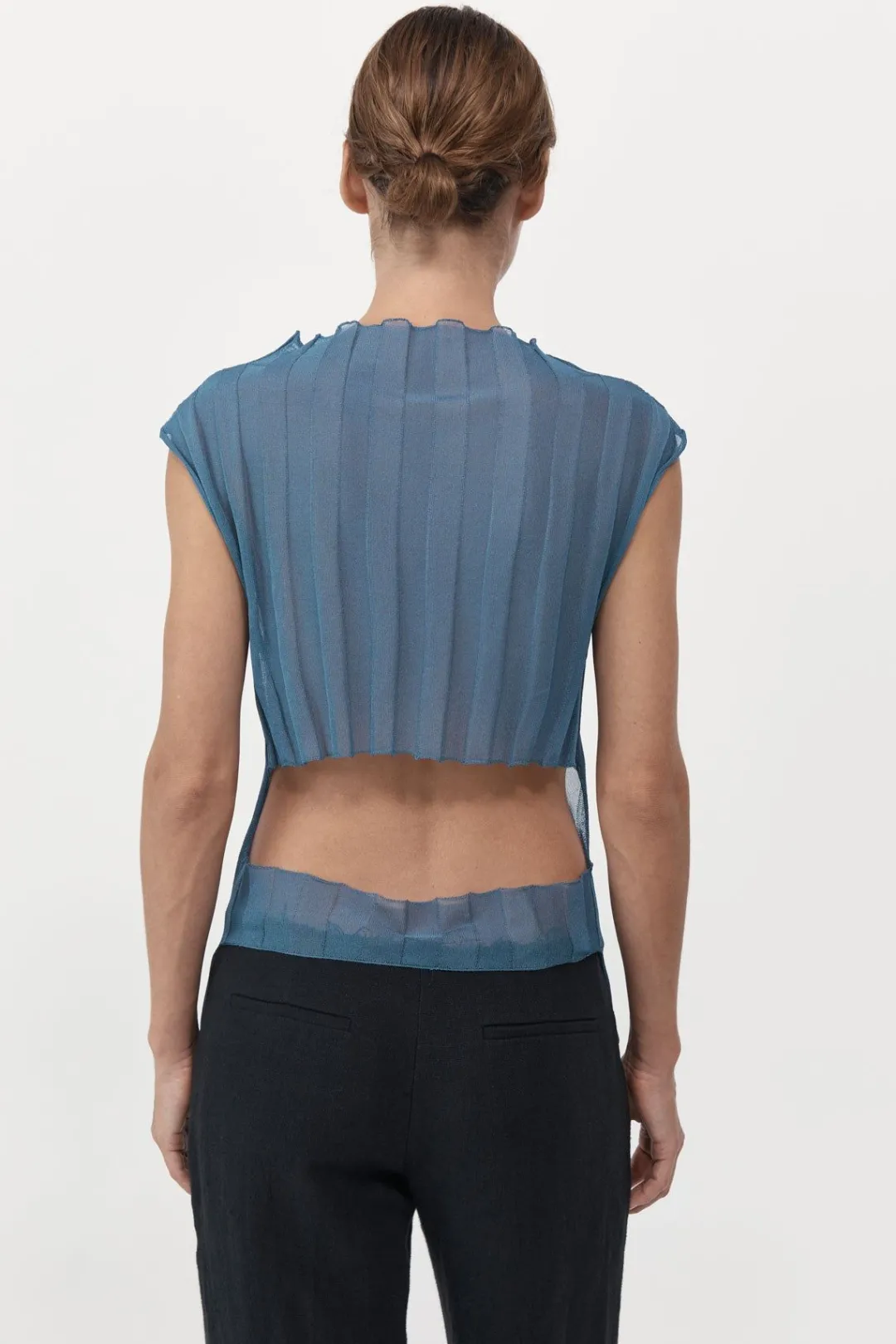 Tops*St. Agni Fine Pleat Knit Top - Steel Blue