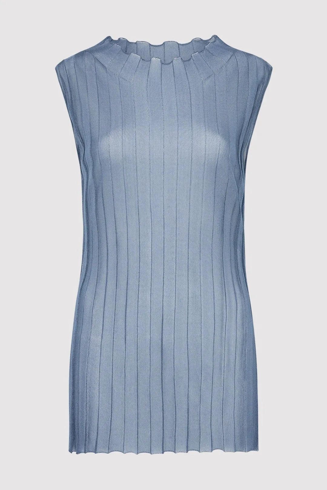 Tops*St. Agni Fine Pleat Knit Top - Steel Blue