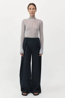 Knitwear*St. Agni Fine Pleat Long Sleeve Top - Silver