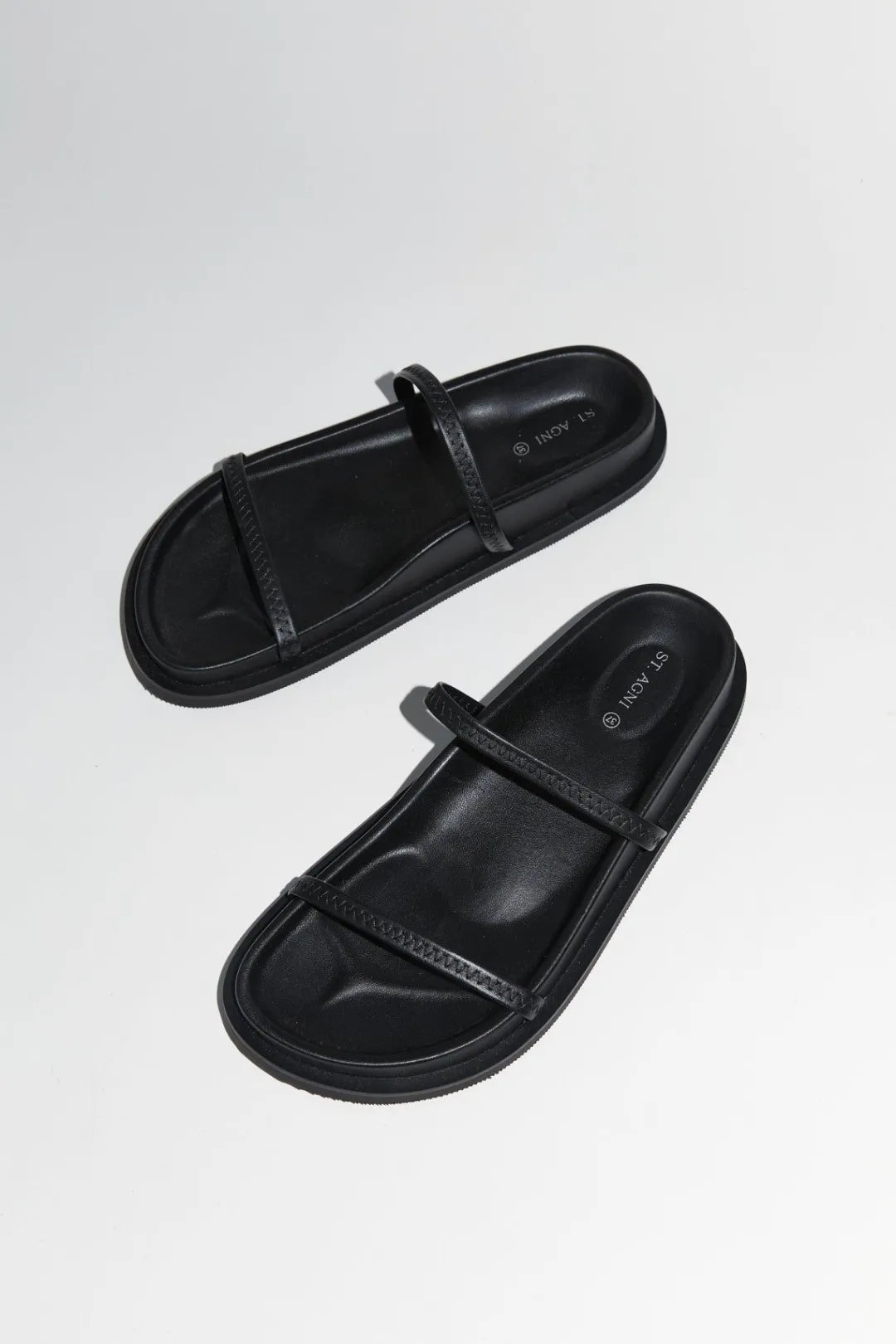 Slides*St. Agni Fine Strap Slide - Black