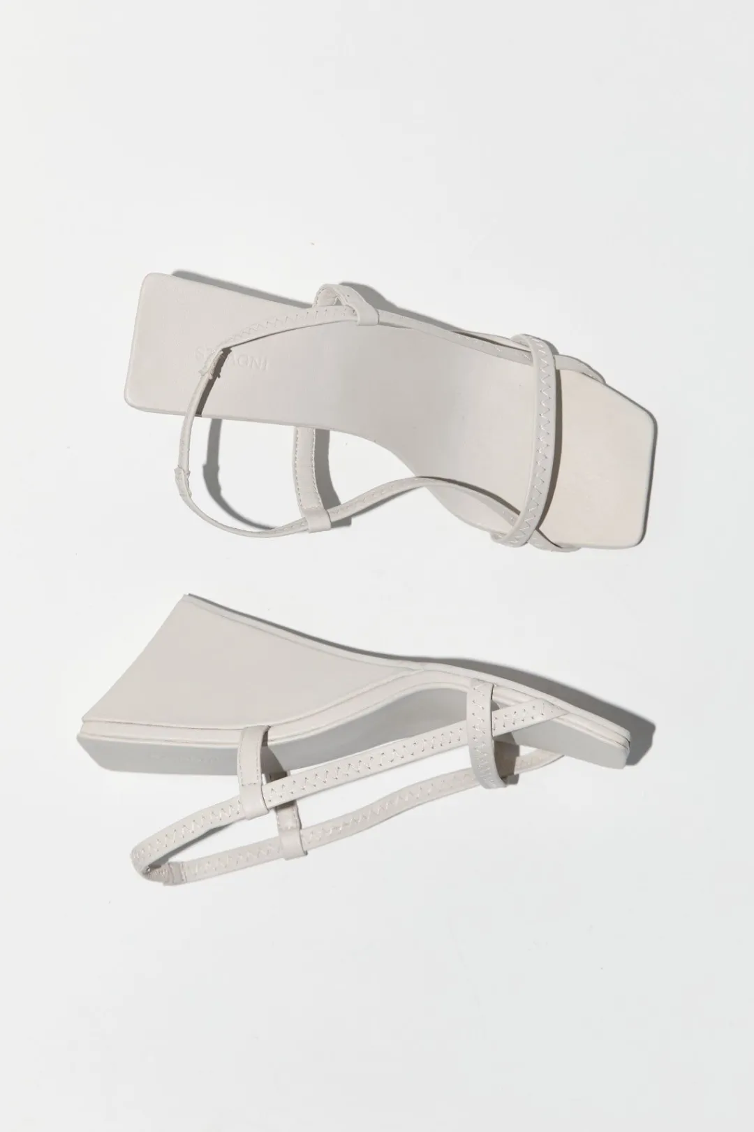 Wedges*St. Agni Fine Strap Sling Back Wedge - Cool White