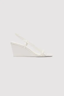 Heels*St. Agni Fine Strap Sling Back Wedge - Cool White
