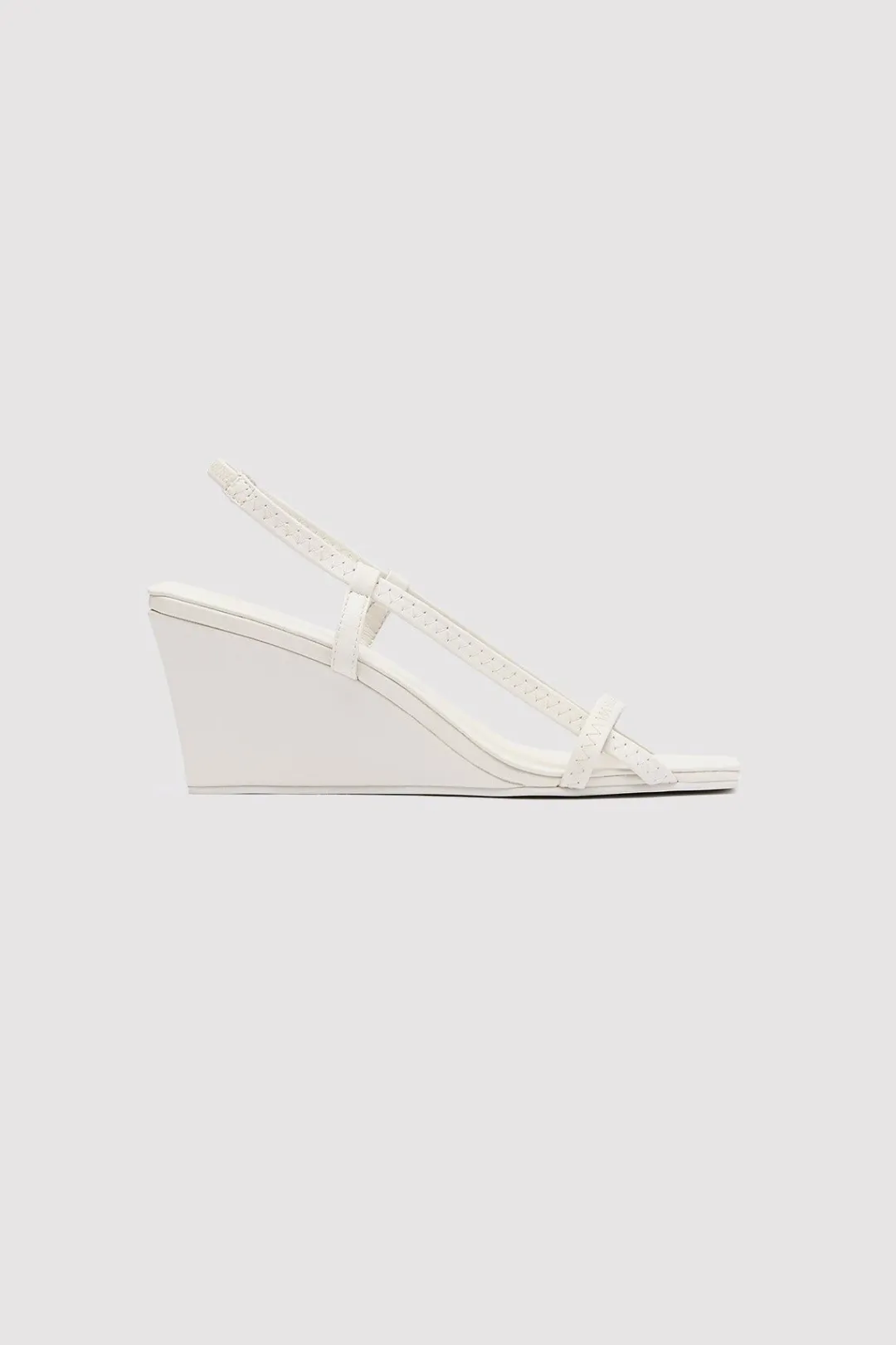 Heels*St. Agni Fine Strap Sling Back Wedge - Cool White