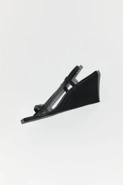 Heels*St. Agni Fine Strap Sling Back Wedge - Black