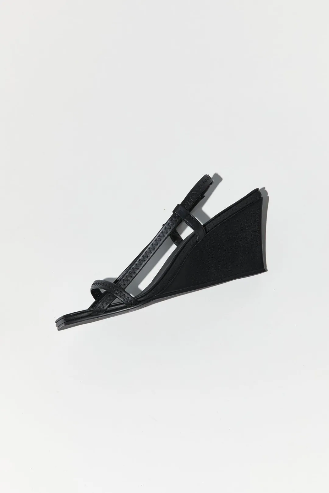 Heels*St. Agni Fine Strap Sling Back Wedge - Black
