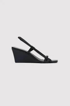 Heels*St. Agni Fine Strap Sling Back Wedge - Black