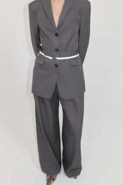 Tailoring*St. Agni Homme Belted Blazer - Pewter Grey