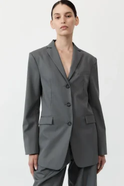 Jackets*St. Agni Homme Belted Blazer - Pewter Grey