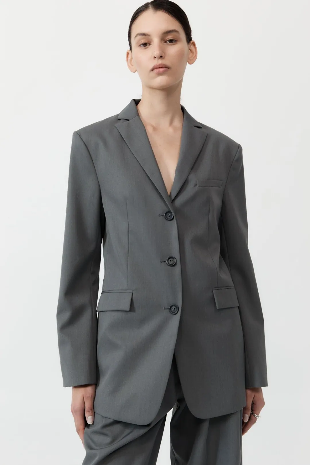 Jackets*St. Agni Homme Belted Blazer - Pewter Grey