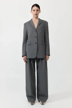 Jackets*St. Agni Homme Belted Blazer - Pewter Grey