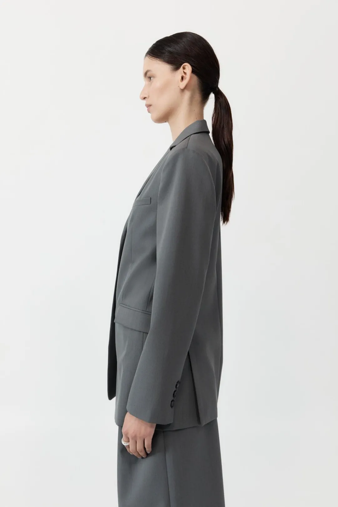 Jackets*St. Agni Homme Belted Blazer - Pewter Grey