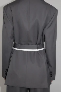 Jackets*St. Agni Homme Belted Blazer - Pewter Grey