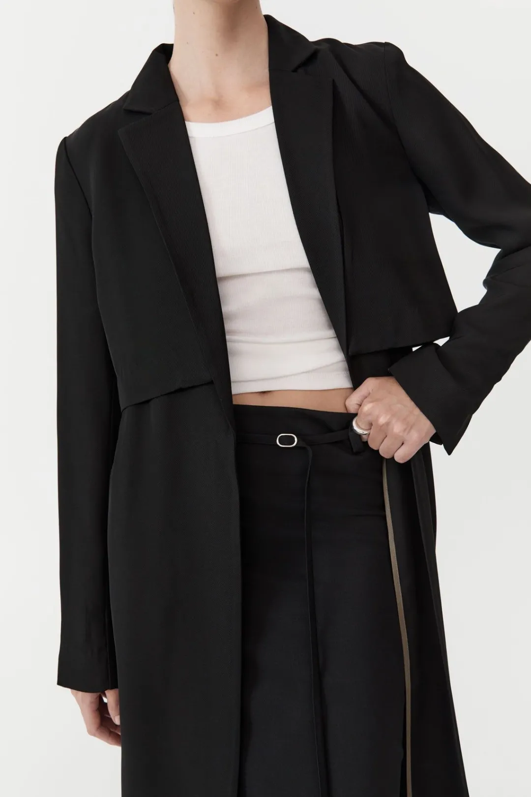 Tailoring*St. Agni Layered Summer Trench - Black