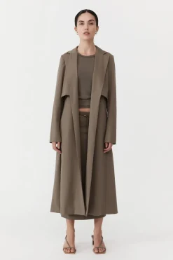 Tailoring*St. Agni Layered Wool Trench - Kelp