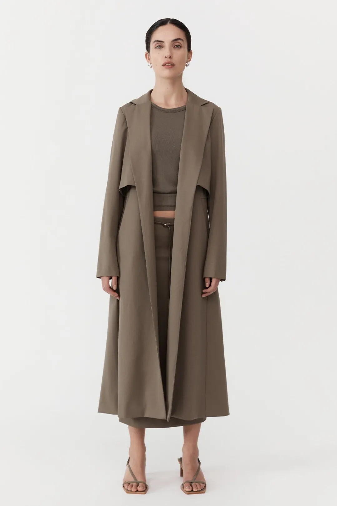 Tailoring*St. Agni Layered Wool Trench - Kelp