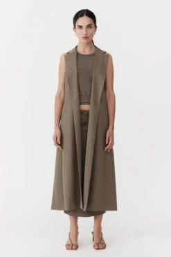 Tailoring*St. Agni Layered Wool Trench - Kelp