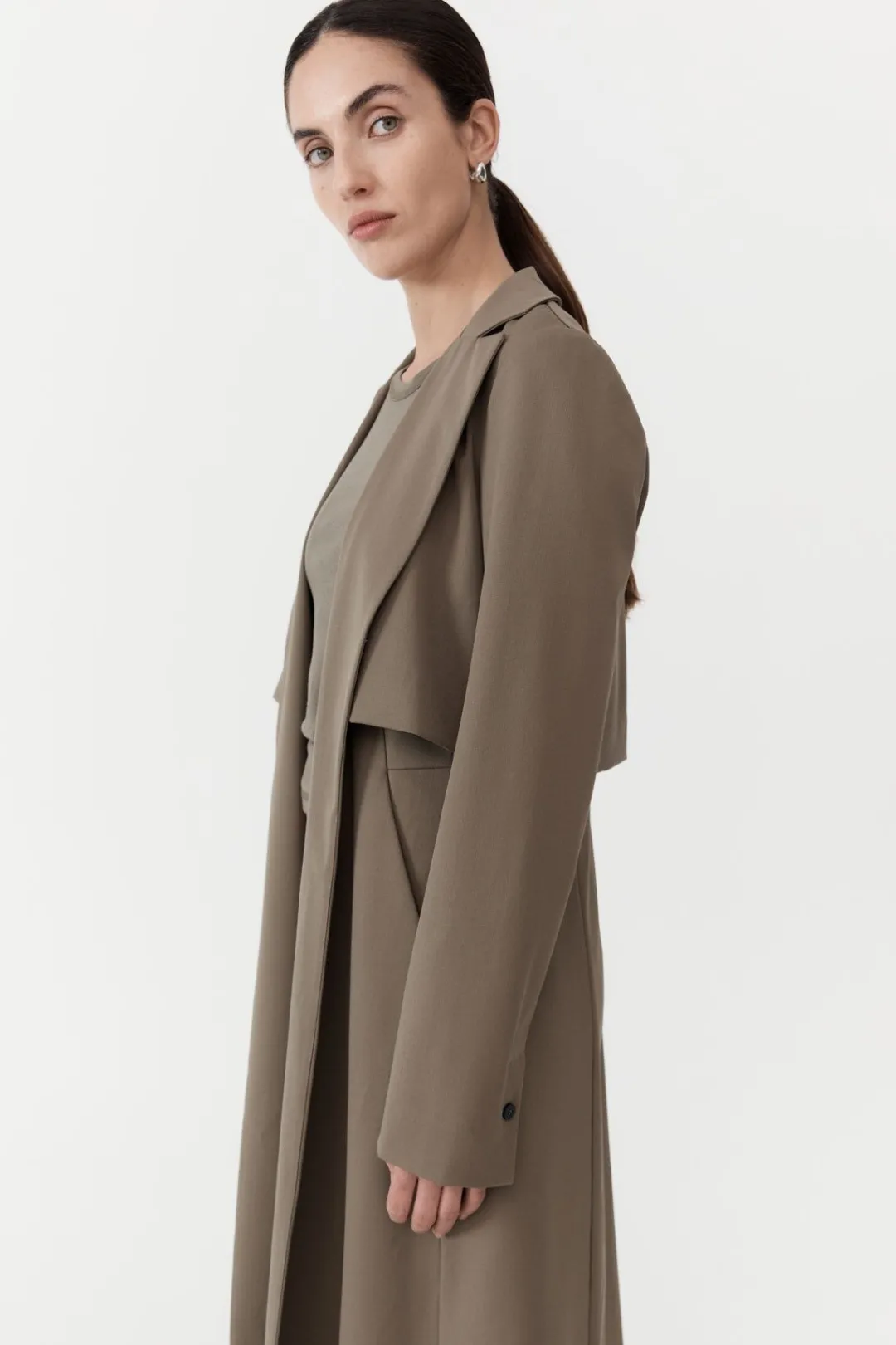 Tailoring*St. Agni Layered Wool Trench - Kelp