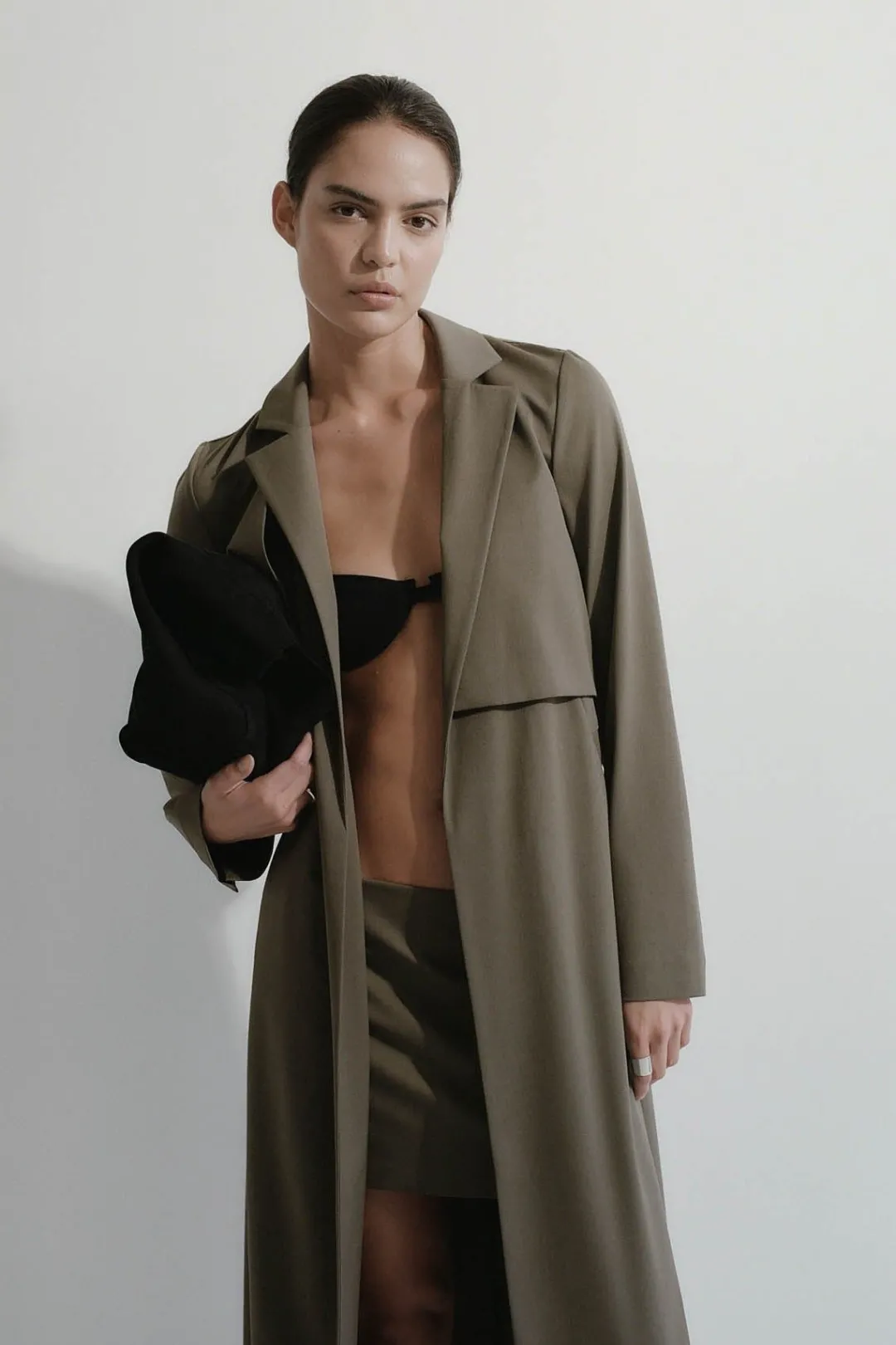 Tailoring*St. Agni Layered Wool Trench - Kelp