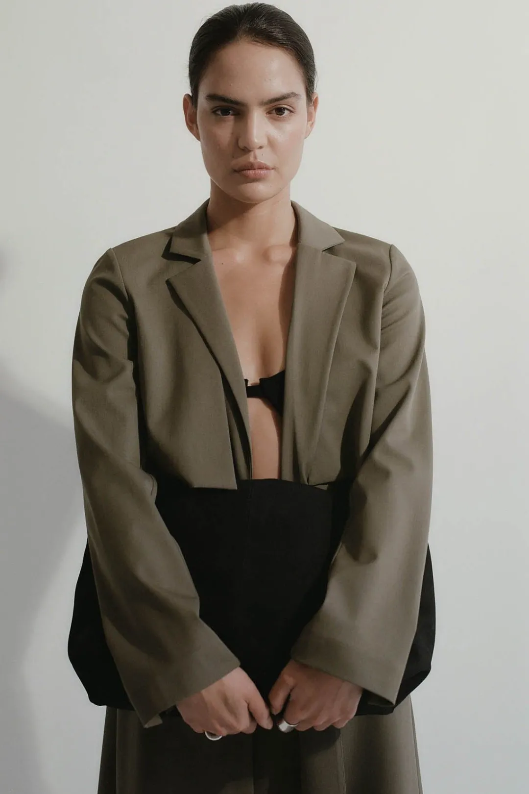 Tailoring*St. Agni Layered Wool Trench - Kelp