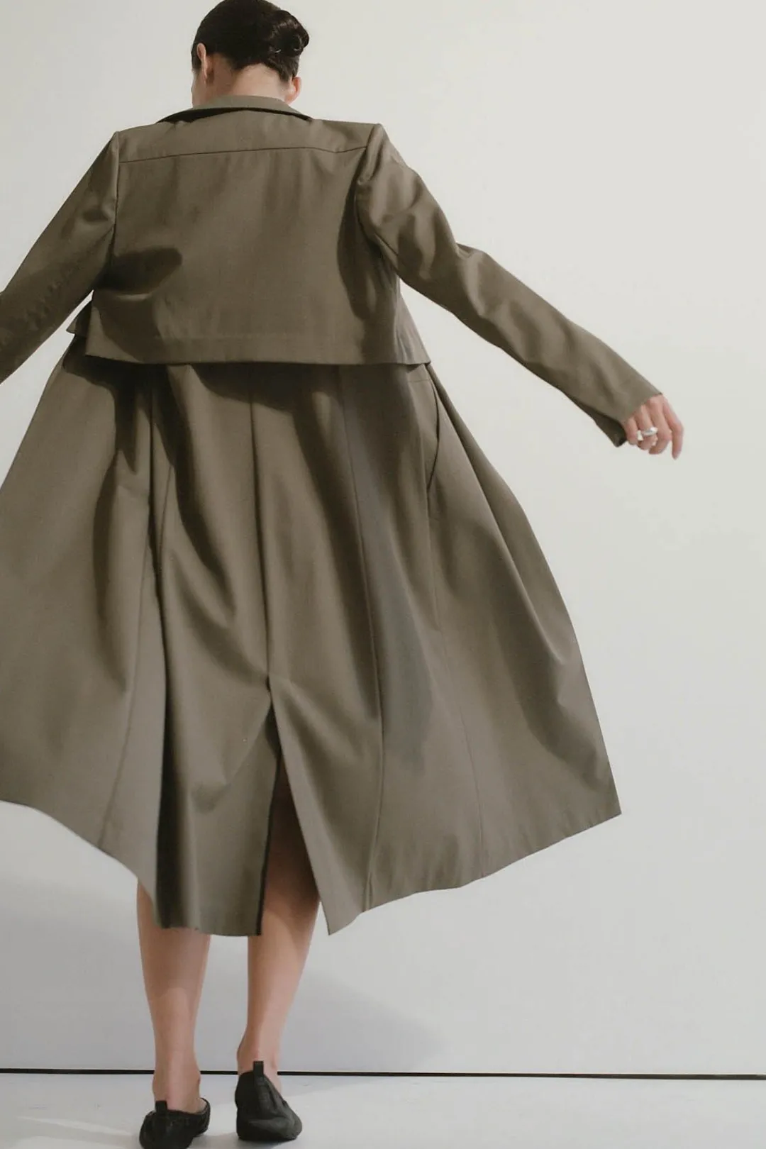 Tailoring*St. Agni Layered Wool Trench - Kelp