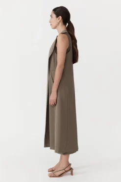 Jackets*St. Agni Layered Wool Trench - Kelp