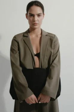Jackets*St. Agni Layered Wool Trench - Kelp