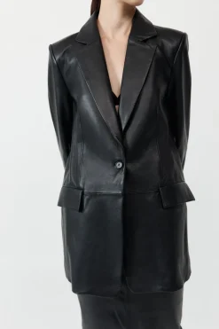 Jackets*St. Agni Leather Blazer - Black