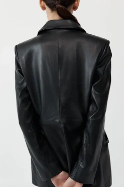 Jackets*St. Agni Leather Blazer - Black