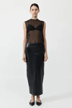 Skirts*St. Agni Leather Column Skirt - Black
