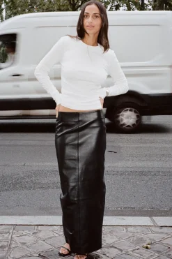 Skirts*St. Agni Leather Column Skirt - Black