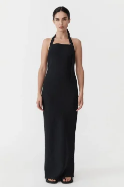 Tailoring*St. Agni Linen Bias Maxi Dress - Black