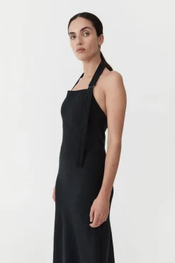 Tailoring*St. Agni Linen Bias Maxi Dress - Black