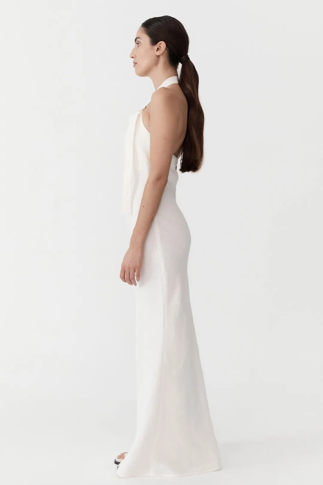 Tailoring*St. Agni Linen Bias Maxi Dress - Ivory
