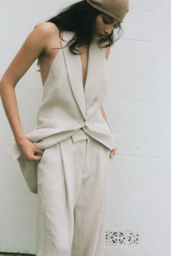Tailoring*St. Agni Linen Helm Vest - Natural