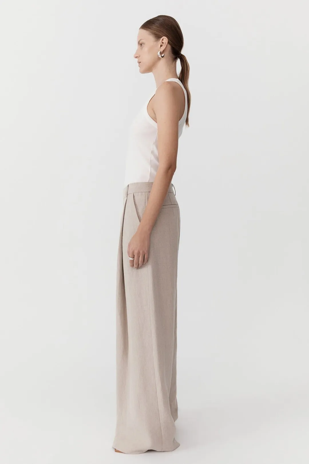 Pants*St. Agni Linen Overlap Waist Trousers - Natural