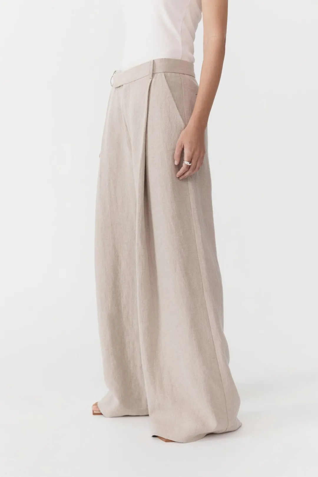 Pants*St. Agni Linen Overlap Waist Trousers - Natural