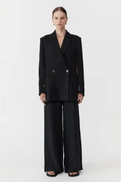 Tailoring*St. Agni Linen Split Sleeve Blazer - Black