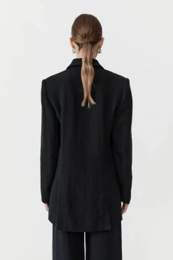 Tailoring*St. Agni Linen Split Sleeve Blazer - Black