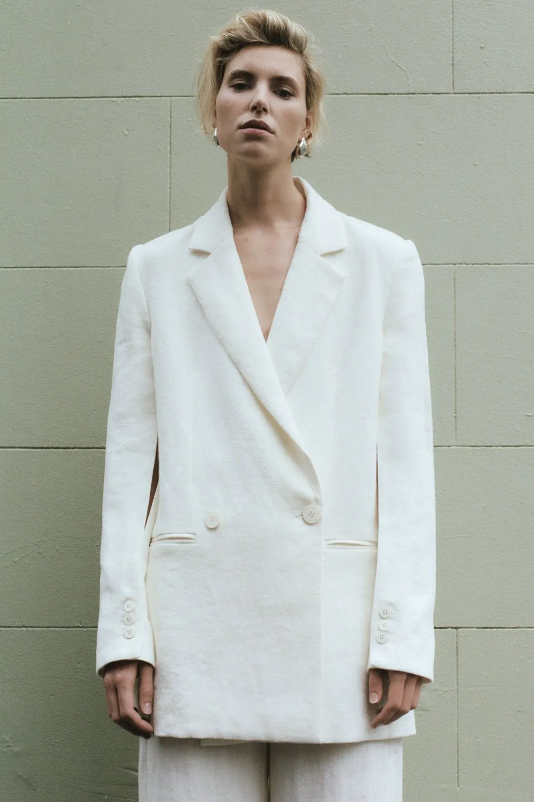 Tailoring*St. Agni Linen Split Sleeve Blazer - Ivory