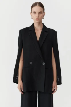 Jackets*St. Agni Linen Split Sleeve Blazer - Black