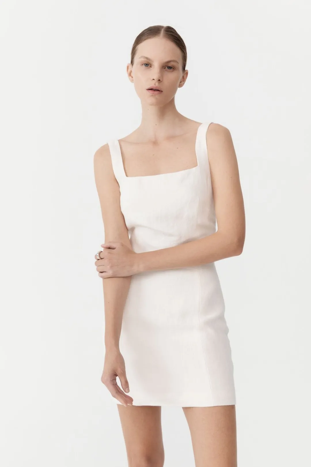 Dresses*St. Agni Linen Square Neck Mini Dress - Ivory