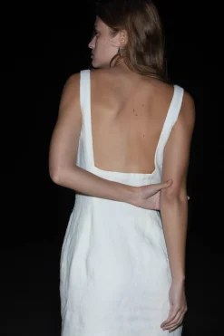 Dresses*St. Agni Linen Square Neck Mini Dress - Ivory