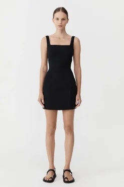 Dresses*St. Agni Linen Square Neck Mini Dress - Black